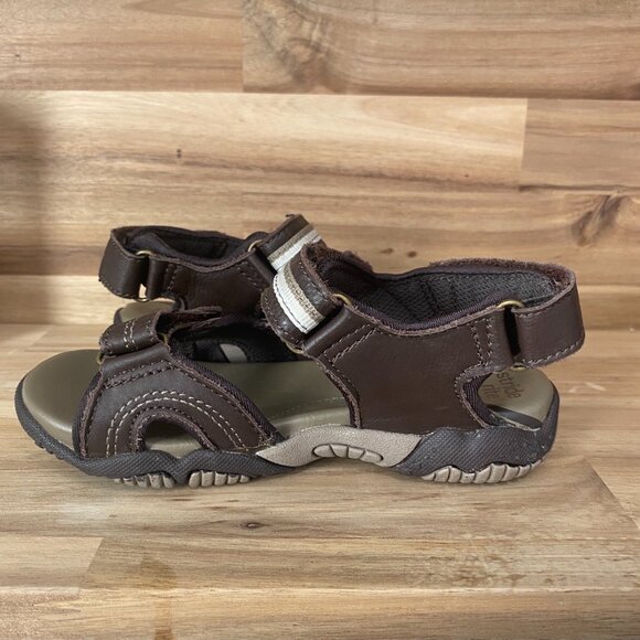 Boy's Stride Rite Brown Leather SRT Garth Hook & Loop Sandals Size 11W EUC - Picture 7 of 10
